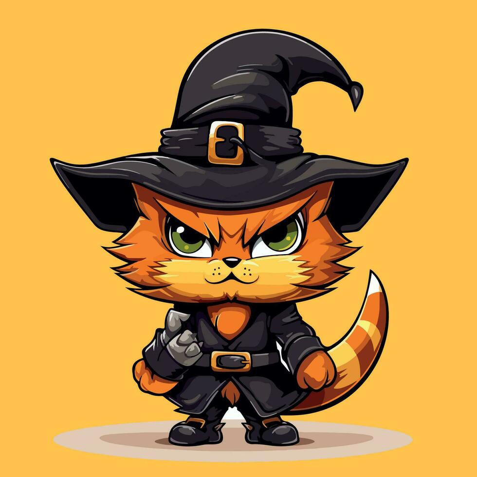 gatto Halloween cartone animato vettore illustrazione