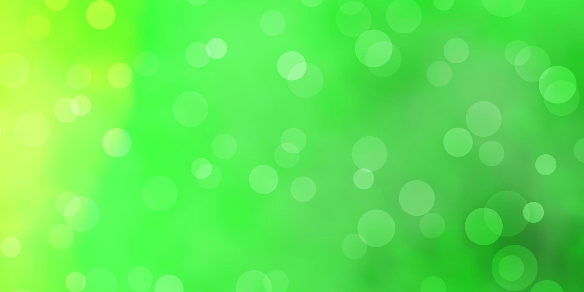 sfondo vettoriale verde chiaro con cerchi. illustrazione colorata con punti sfumati in stile natura. modello per siti Web, pagine di destinazione.
