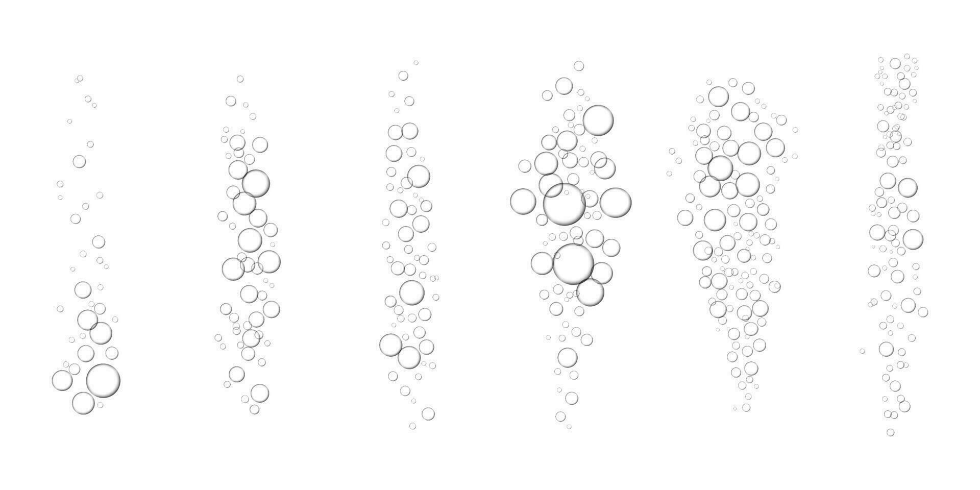 subacqueo frizzante aria, ossigeno o acqua bolle isolato su bianca sfondo. realistico illustrazione di frizzante scintille nel effervescente bere. bibita o Champagne struttura vettore