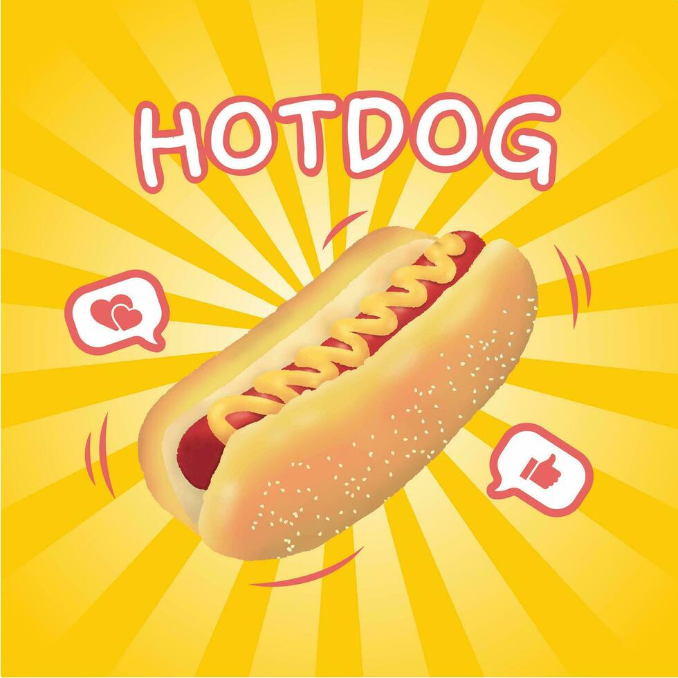 hot dog veloce cibo disegnato a mano illustrazioni etichetta imballare vettore