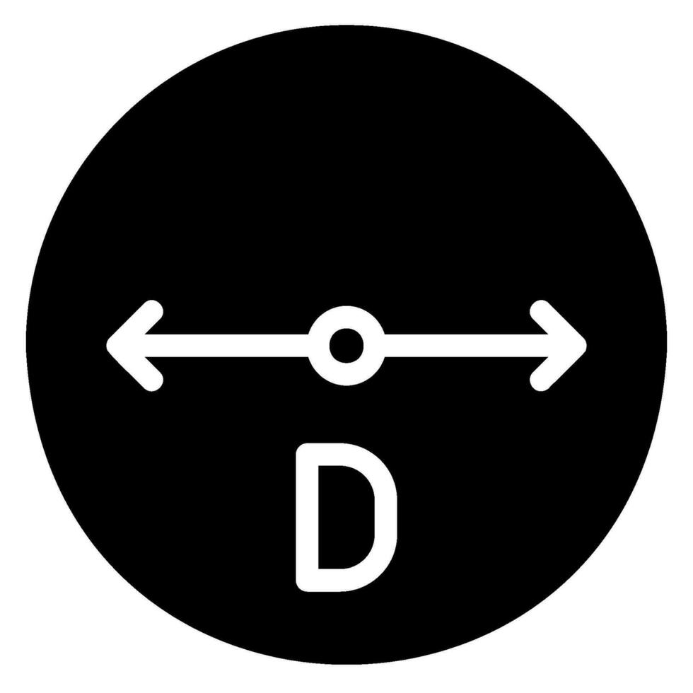 diametro glifo icona vettore