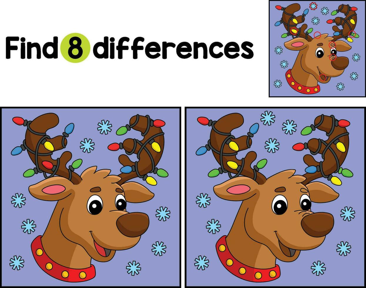 Natale renna testa trova il differenze vettore