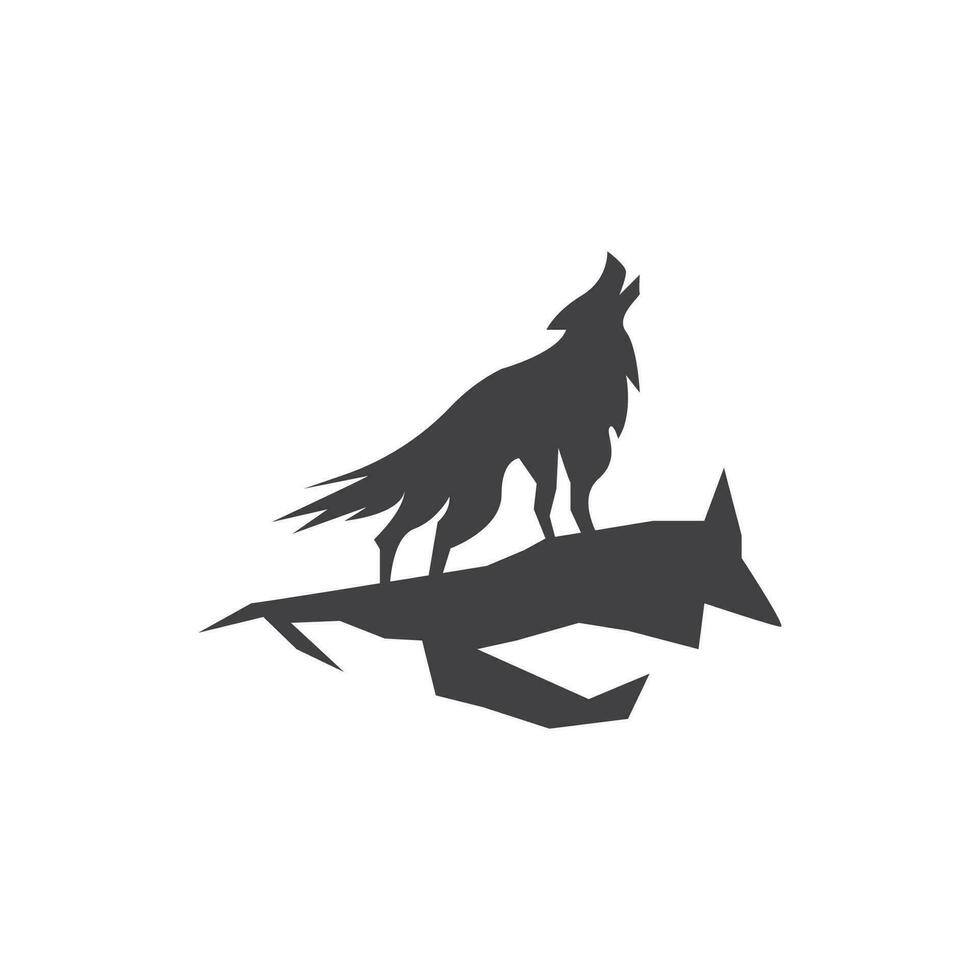 lupo silhouette icona e simbolo vettore modello illustrazione