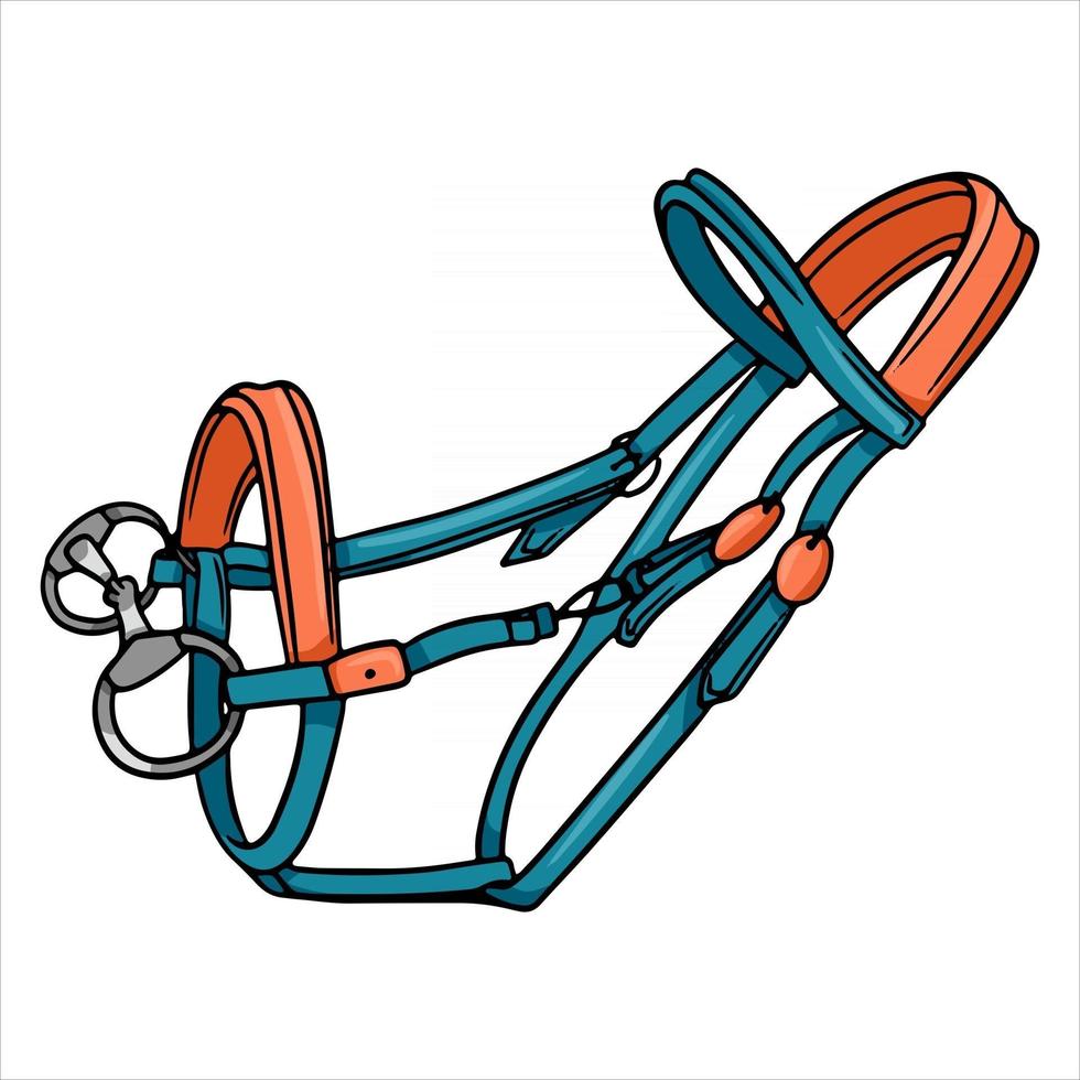 briglia per imbracatura per cavalli per l'illustrazione vettoriale di guida in stile cartone animato