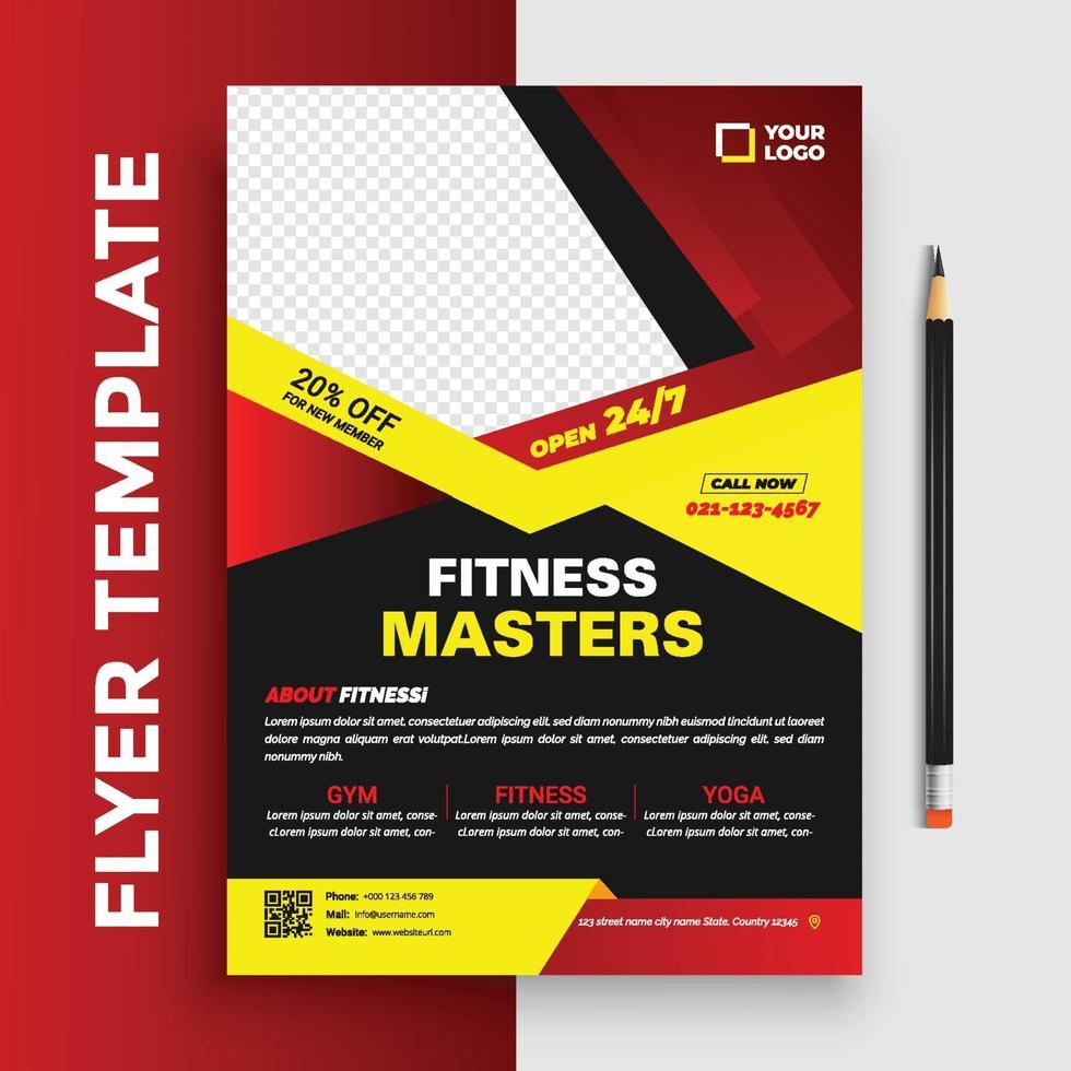 palestra gratuita fitness poster volantino opuscolo brochure copertina design layout spazio per sfondo foto, modello di illustrazione vettoriale in formato a4