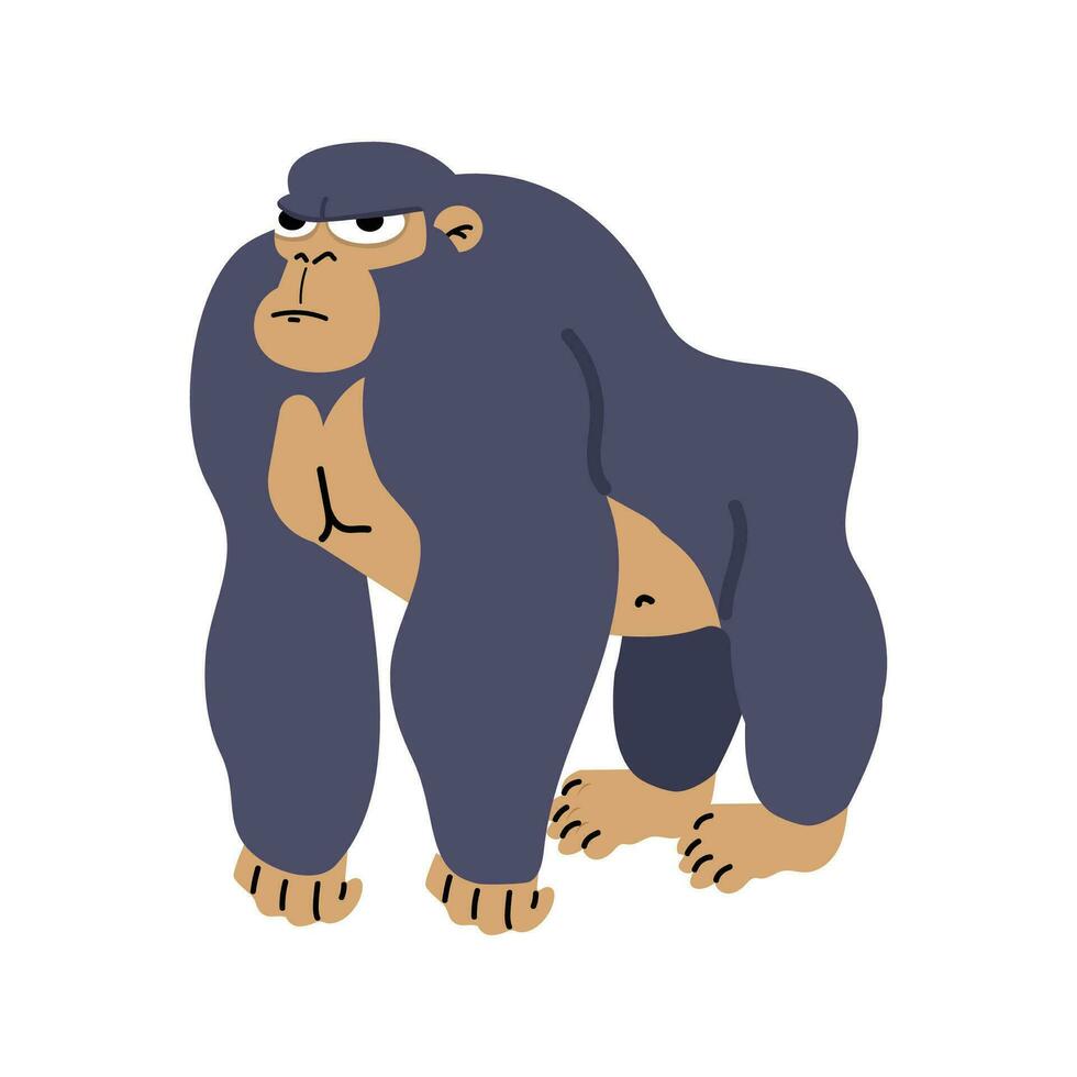 carino gorilla cartone animato personaggio piatto vettore