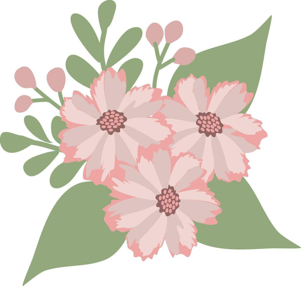carino fiori con foglie isolato icona vettore illustrazione design