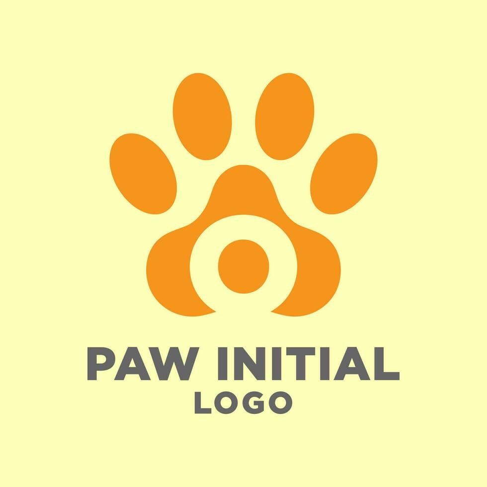 lettera o cane zampe iniziale vettore logo design