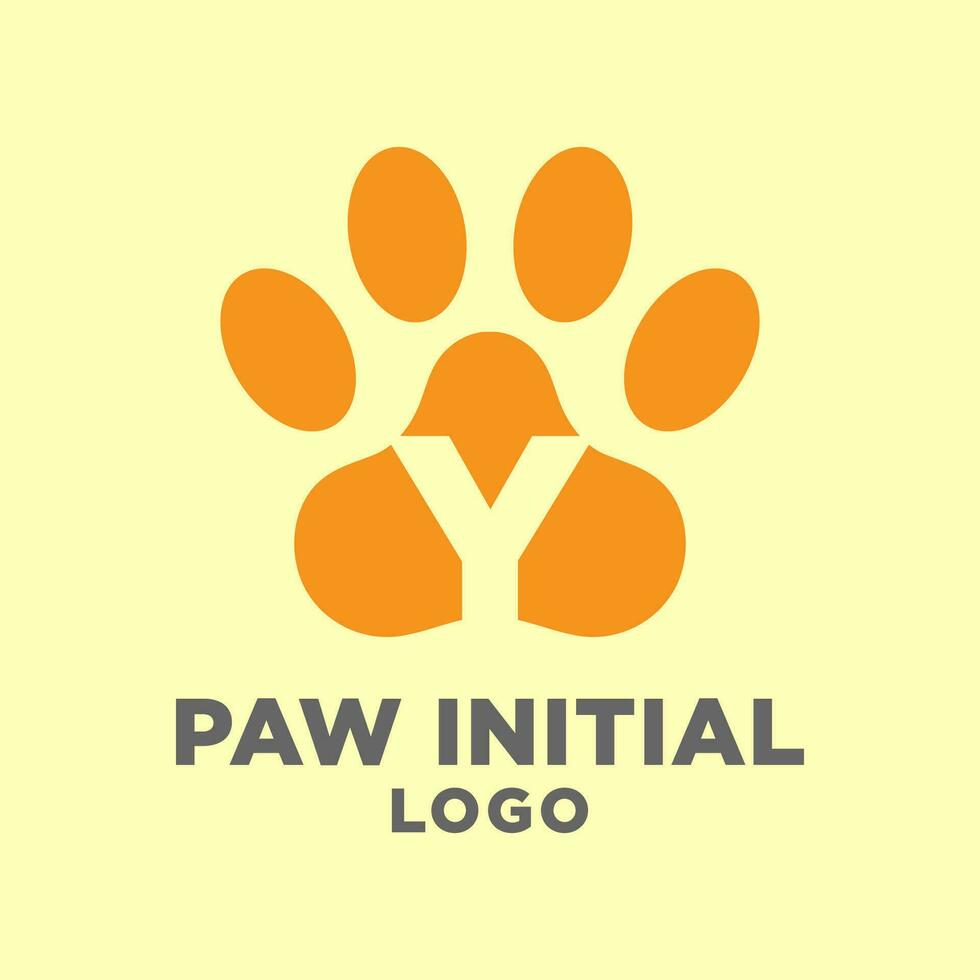 lettera y cane zampe iniziale vettore logo design