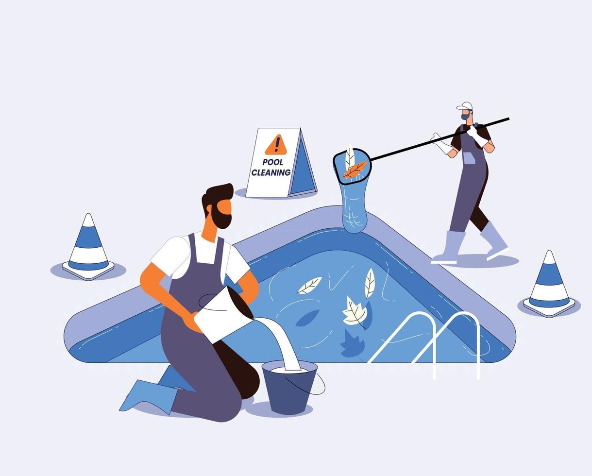 illustrazione vettoriale di concetto di pulizia della piscina pool