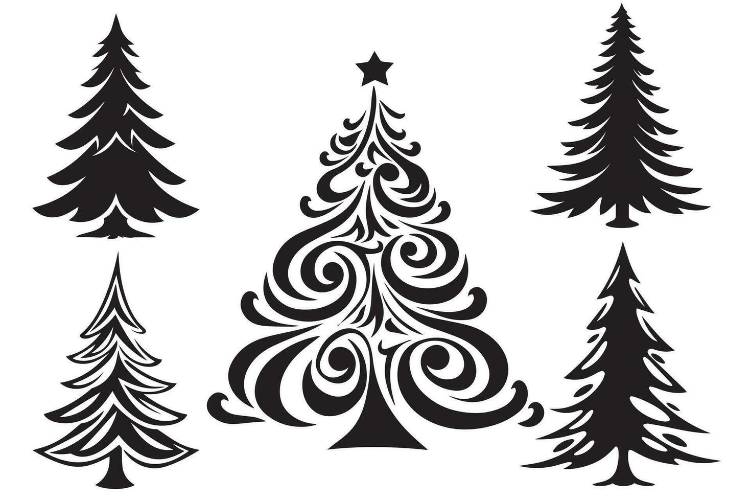 Natale albero silhouette design vettore