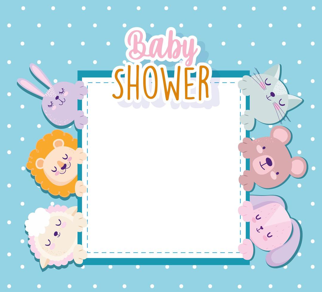 baby shower carino leone coniglio gatto orso pecora biglietto d'invito vettore