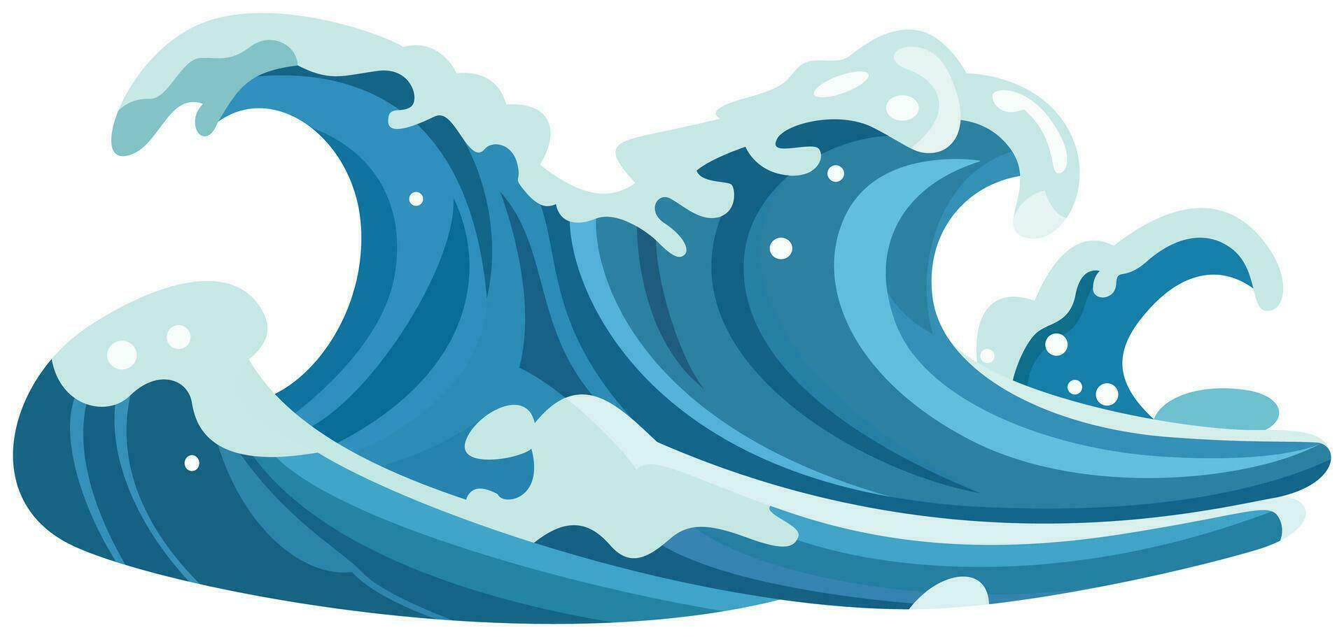 oceano onde maree mare acqua piatto stile azione vettore illustrazione, mare onde, ruvido mare vettore grafico isolato su bianca sfondo azione vettore Immagine
