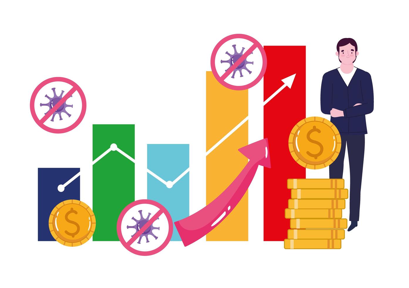 riapertura del denaro dell'uomo d'affari cresciuto e dell'economia del profitto vettore