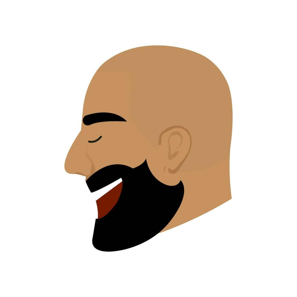 astratto maschio ritratto, viso lato Visualizza. il viso di un' sorridente Calvo uomo con un' barba nel profilo. isolato vettore illustrazione.