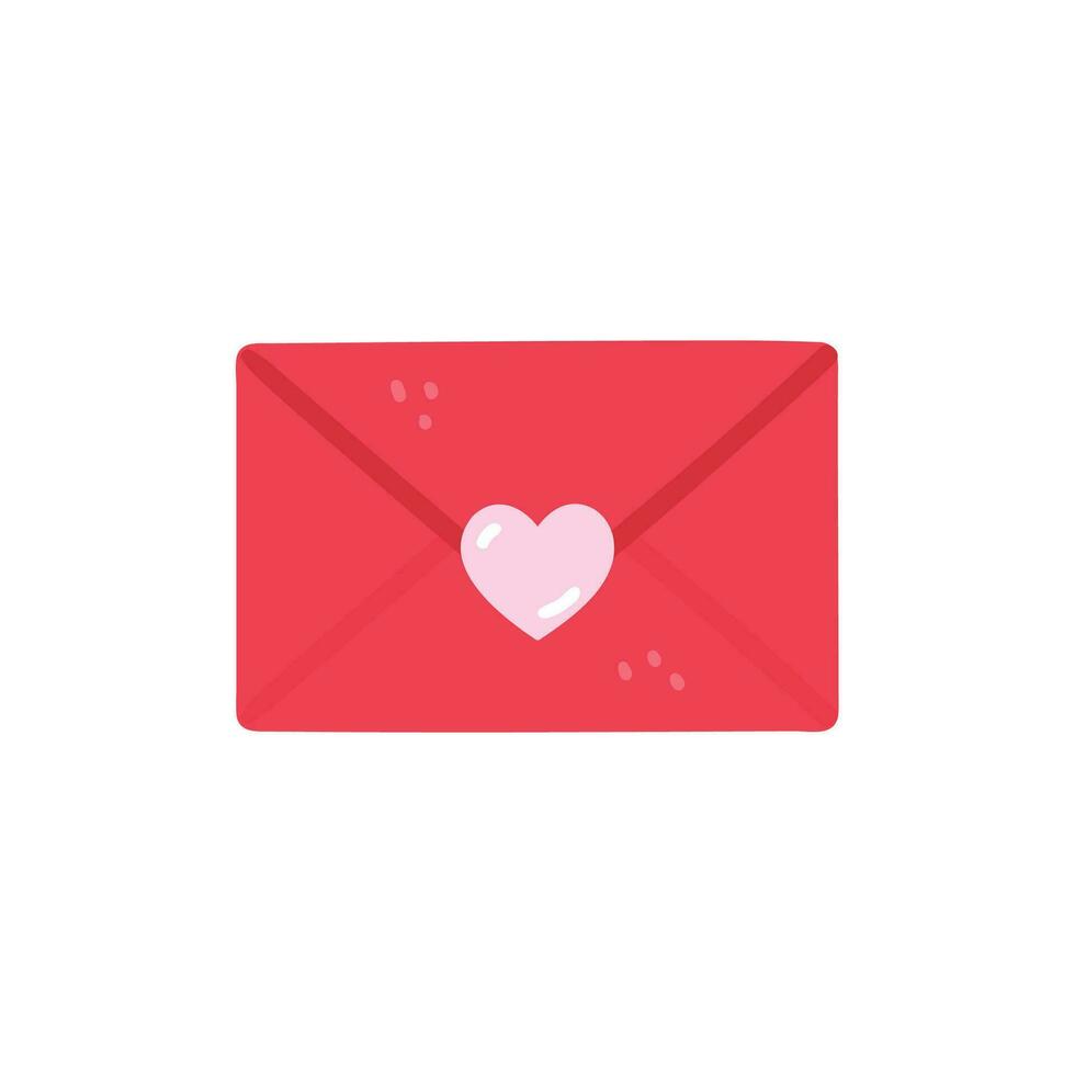 vettore Busta con rosso cuore amore lettera per san valentino giorno