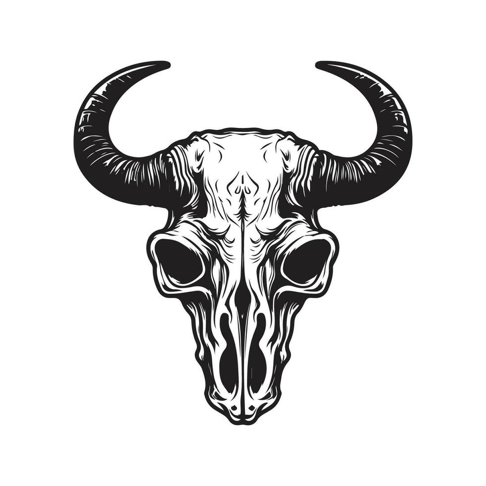 Toro cranio, Vintage ▾ logo linea arte concetto nero e bianca colore, mano disegnato illustrazione vettore