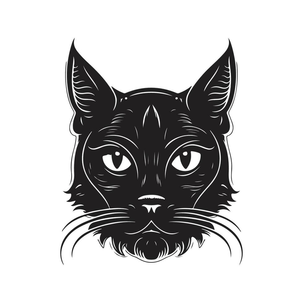gatto testa, Vintage ▾ logo linea arte concetto nero e bianca colore, mano disegnato illustrazione vettore