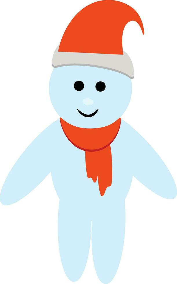 personaggio di pupazzo di neve con cappello e sciarpa. vettore