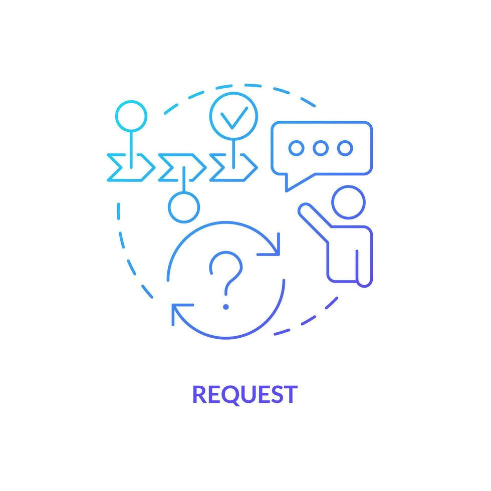 richiesta blu pendenza concetto icona. Software sviluppo. sistema funzione. pubblicazione gestione processi passo astratto idea magro linea illustrazione. isolato schema disegno vettore