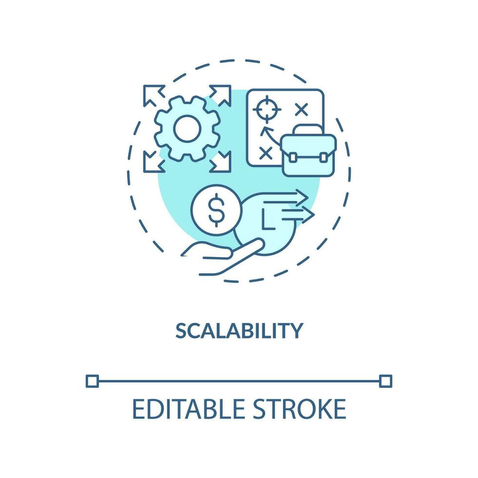 scalabilità concetto turchese icona. espandere attività commerciale opportunità astratto idea magro linea illustrazione. isolato schema disegno. modificabile ictus vettore