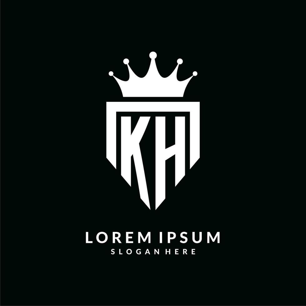 lettera kh logo monogramma emblema stile con corona forma design modello vettore