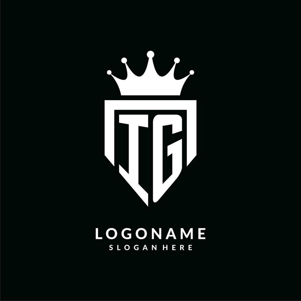 lettera ig logo monogramma emblema stile con corona forma design modello vettore