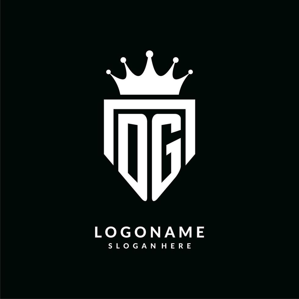 lettera dg logo monogramma emblema stile con corona forma design modello vettore