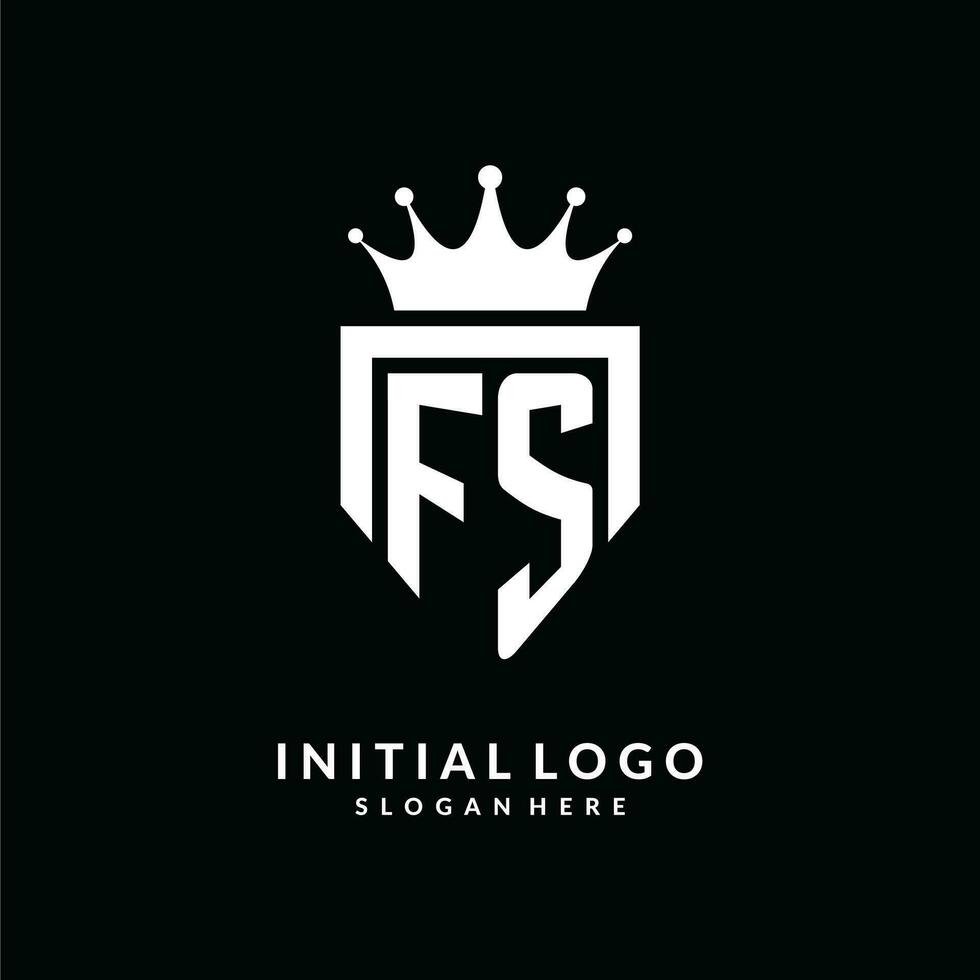 lettera fs logo monogramma emblema stile con corona forma design modello vettore