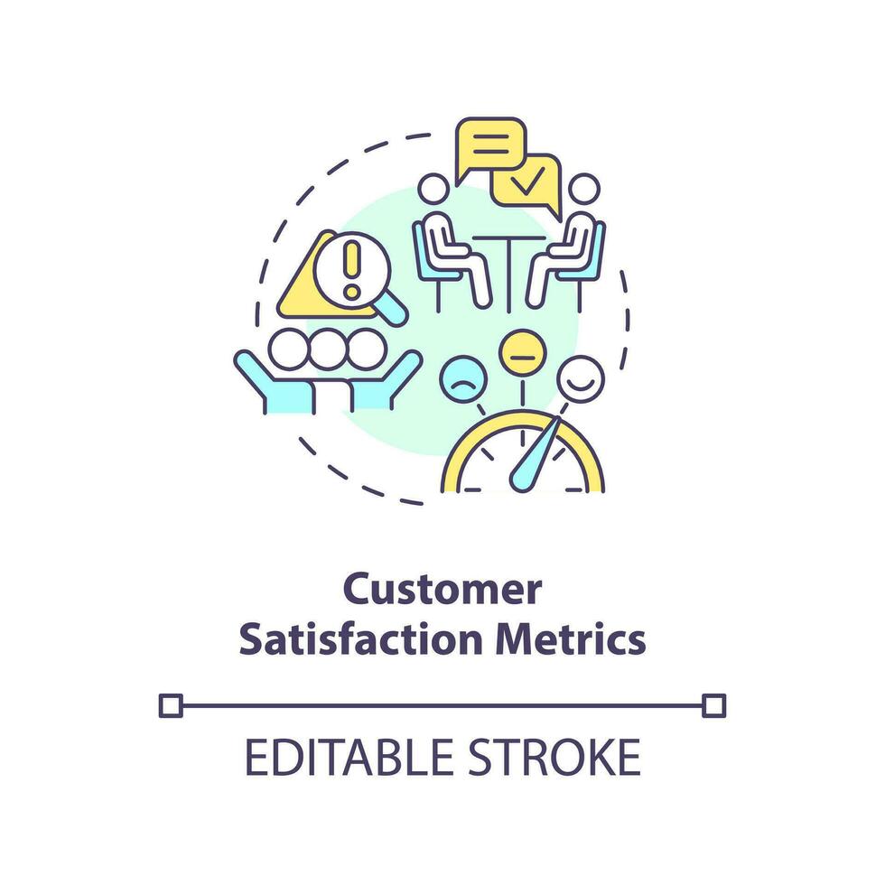 cliente soddisfazione metrica concetto icona. trova cliente feedback. azienda reputazione astratto idea magro linea illustrazione. isolato schema disegno. modificabile ictus vettore