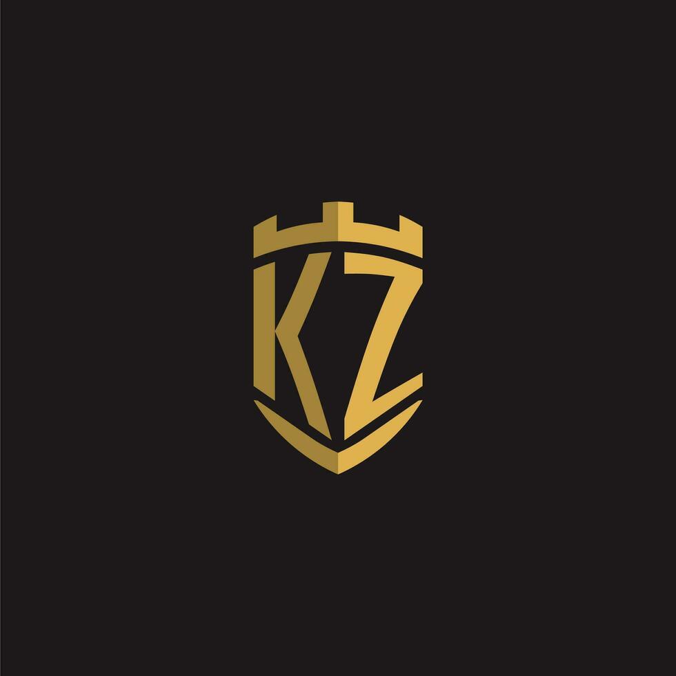 iniziali kz logo monogramma con scudo stile design vettore