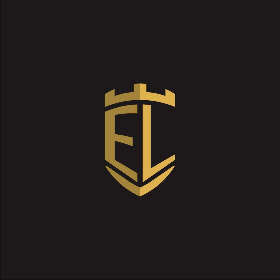 iniziali EL logo monogramma con scudo stile design vettore