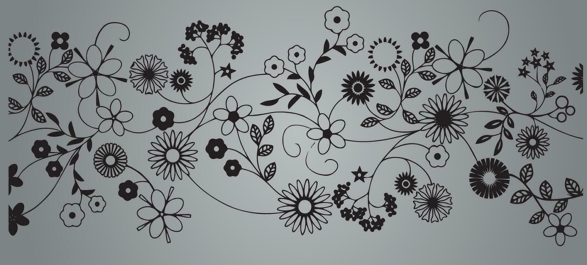 astratto fiore e viti vettore illustrazione vinile tagliare