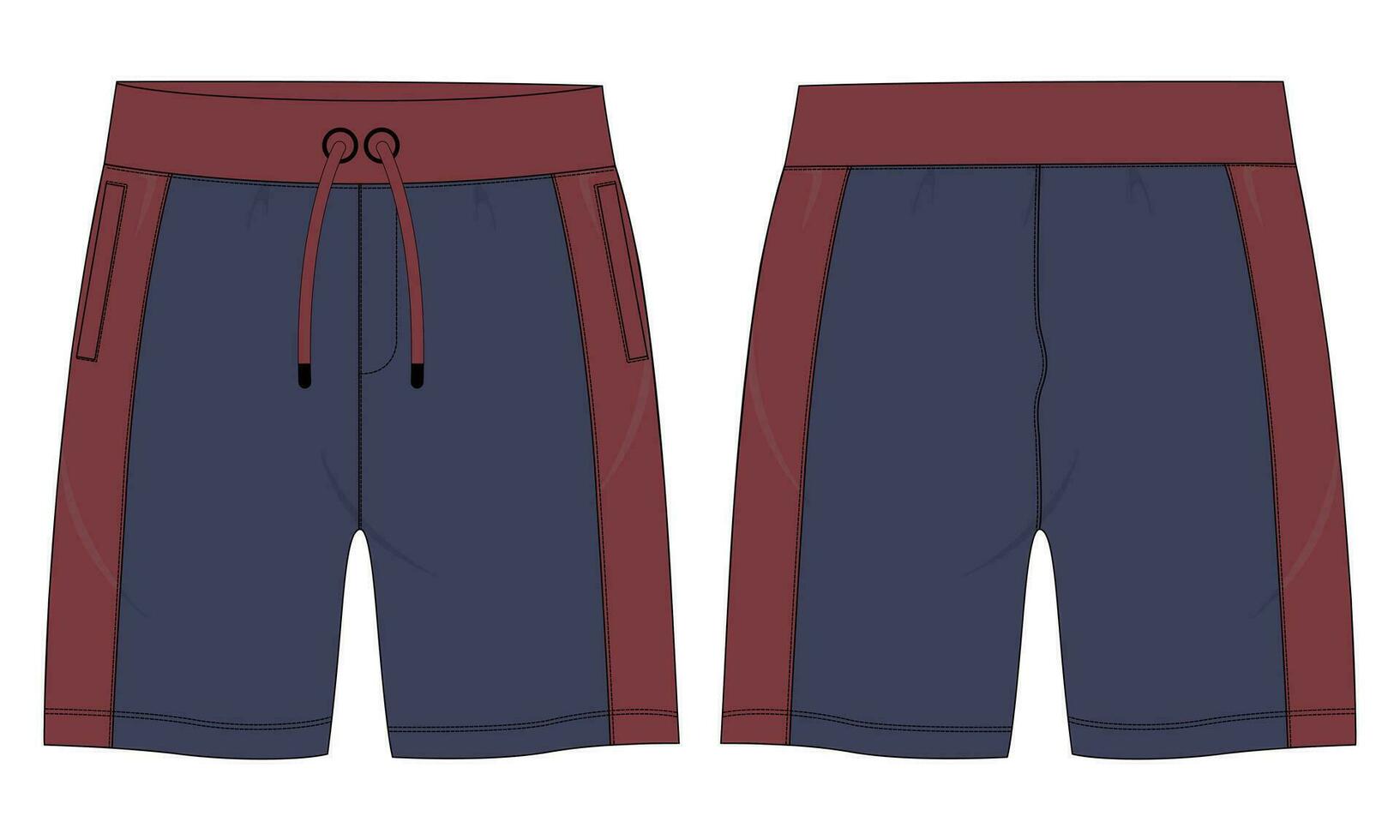 vello tessuto jogger sudore pantaloncini pantaloni vettore illustrazione modello davanti, indietro visualizzazioni