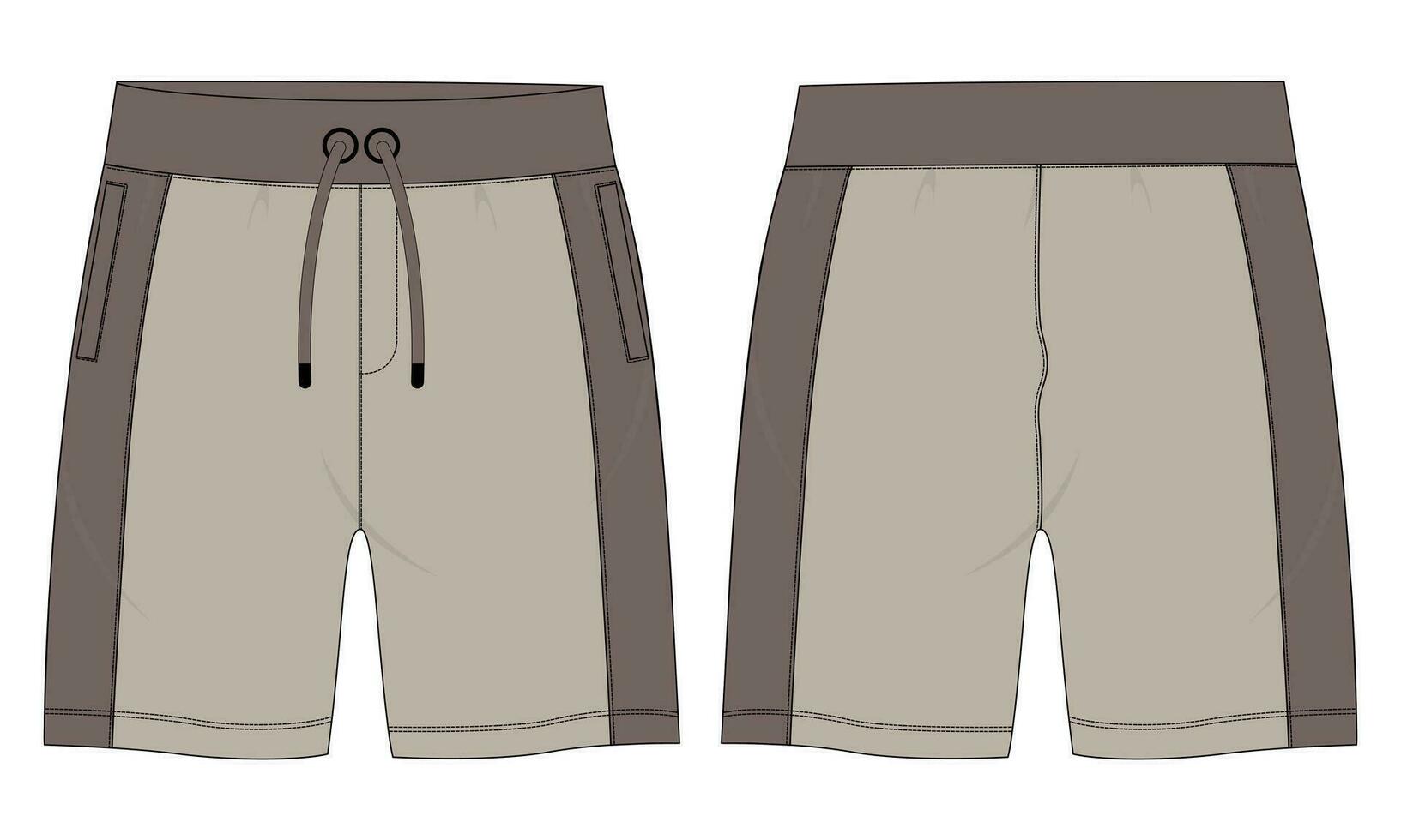 vello tessuto jogger sudore pantaloncini pantaloni vettore illustrazione modello davanti, indietro visualizzazioni