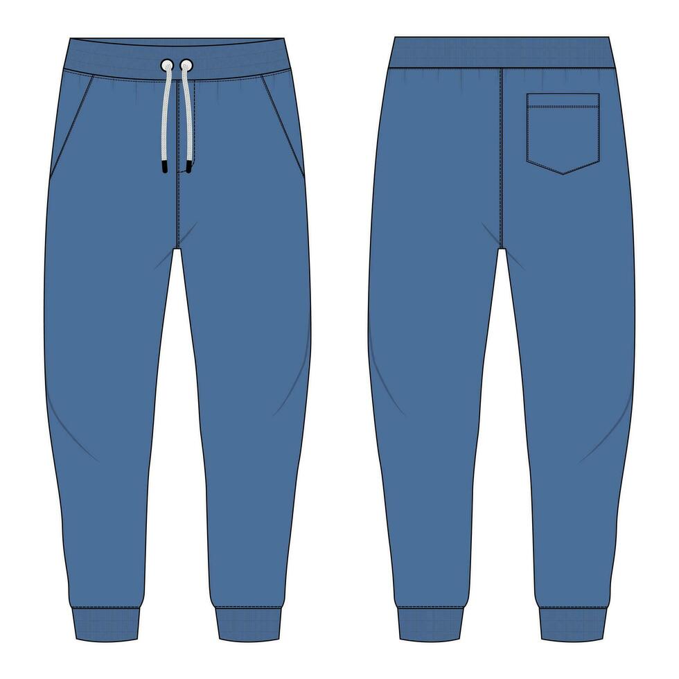 vello tessuto jogger pantaloni della tuta vettore illustrazione modello davanti, indietro visualizzazioni