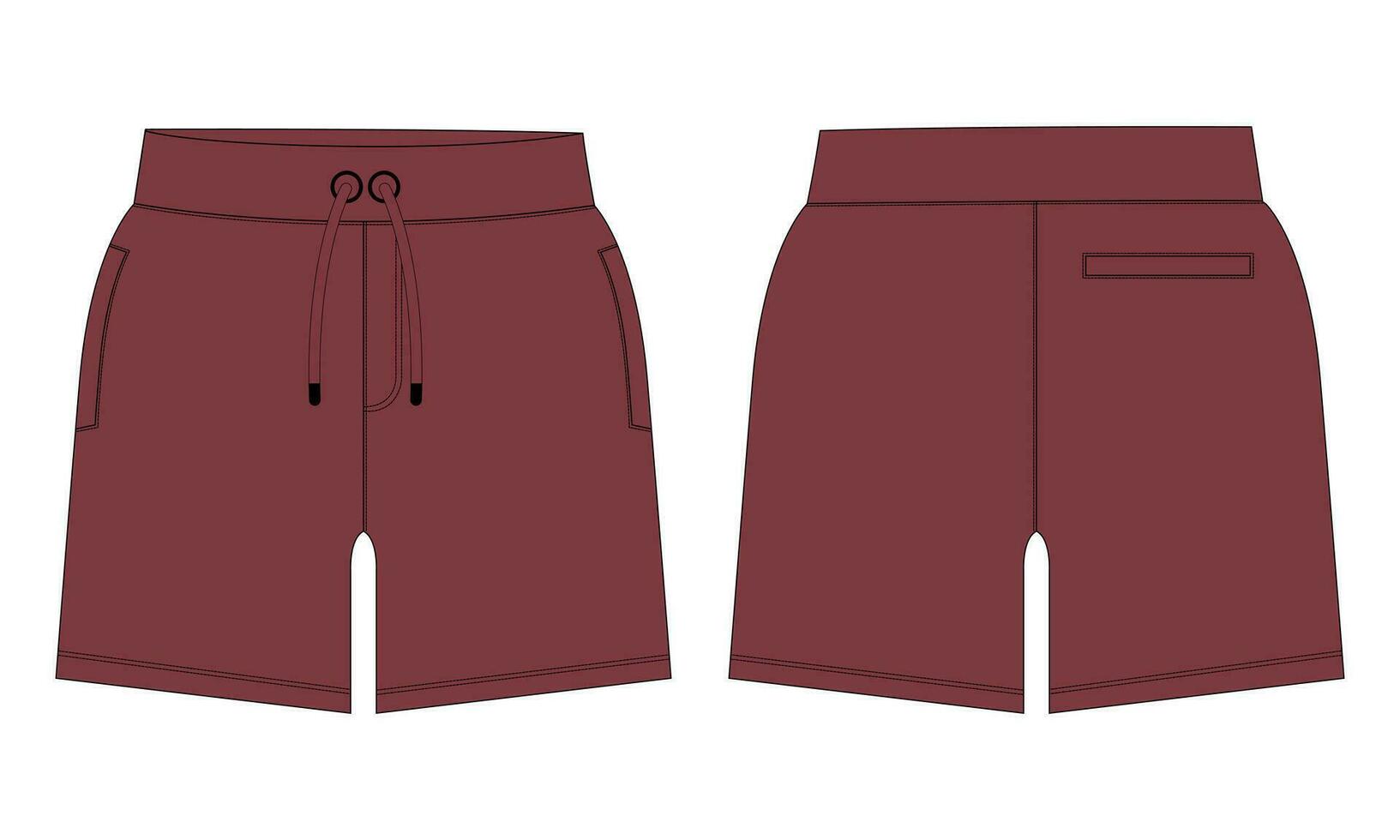 vello tessuto jogger sudore pantaloncini pantaloni vettore illustrazione modello davanti, indietro visualizzazioni