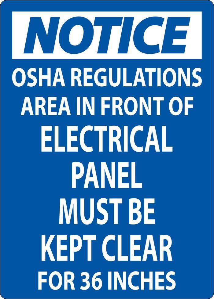 Avviso cartello osha regolamenti - la zona nel davanti di elettrico pannello dovere essere tenuto chiaro per 36 pollici vettore