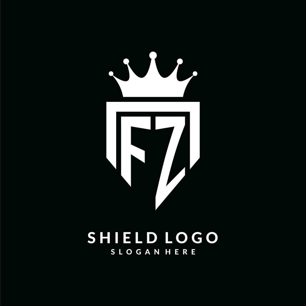 lettera fz logo monogramma emblema stile con corona forma design modello vettore