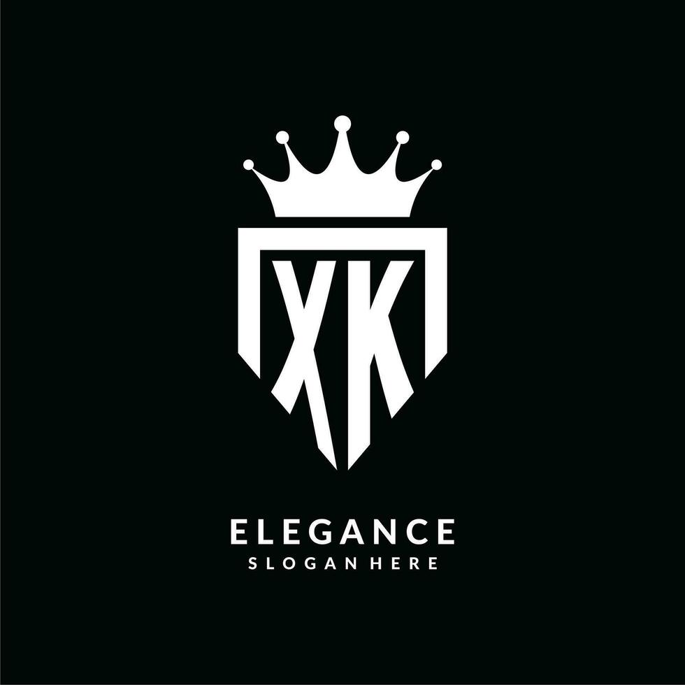 lettera xk logo monogramma emblema stile con corona forma design modello vettore