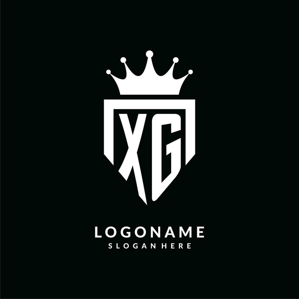 lettera xg logo monogramma emblema stile con corona forma design modello vettore