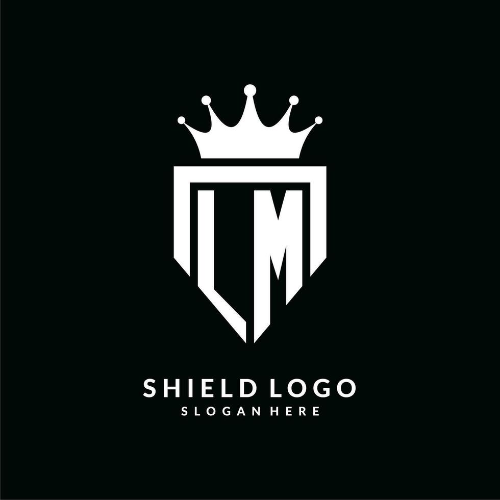 lettera lm logo monogramma emblema stile con corona forma design modello vettore