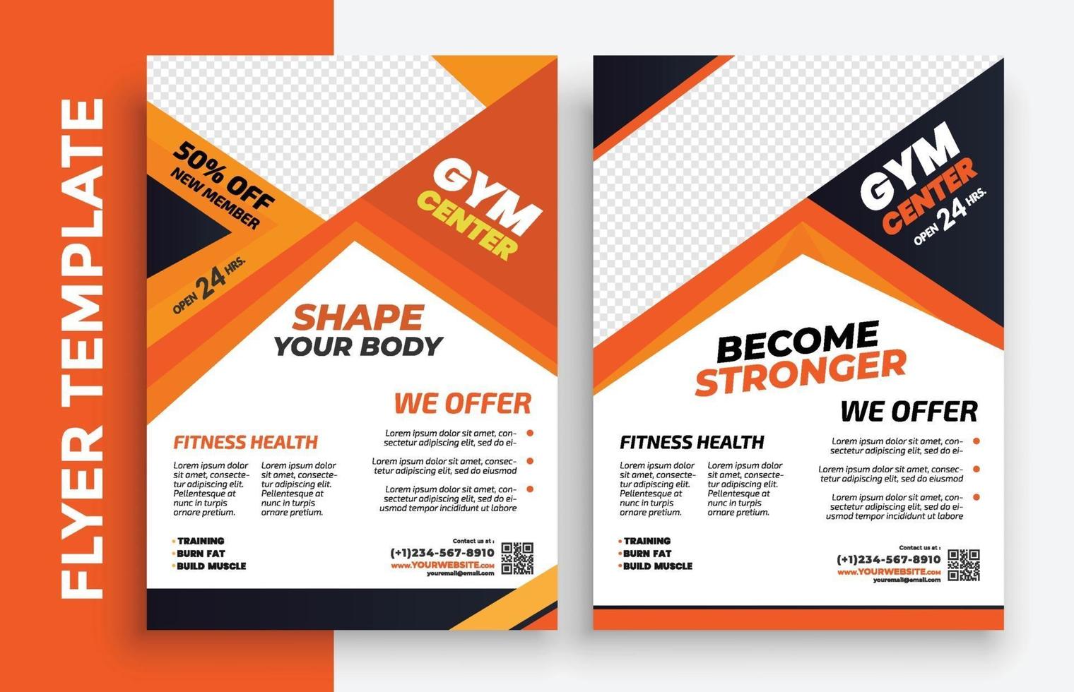 palestra gratuita fitness poster volantino opuscolo brochure copertina design layout spazio per sfondo foto, modello di illustrazione vettoriale in formato a4