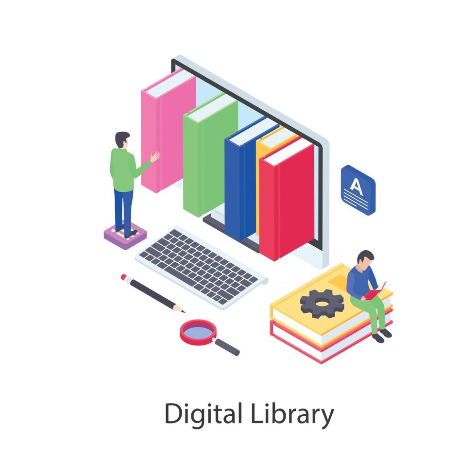 elementi della biblioteca digitale vettore