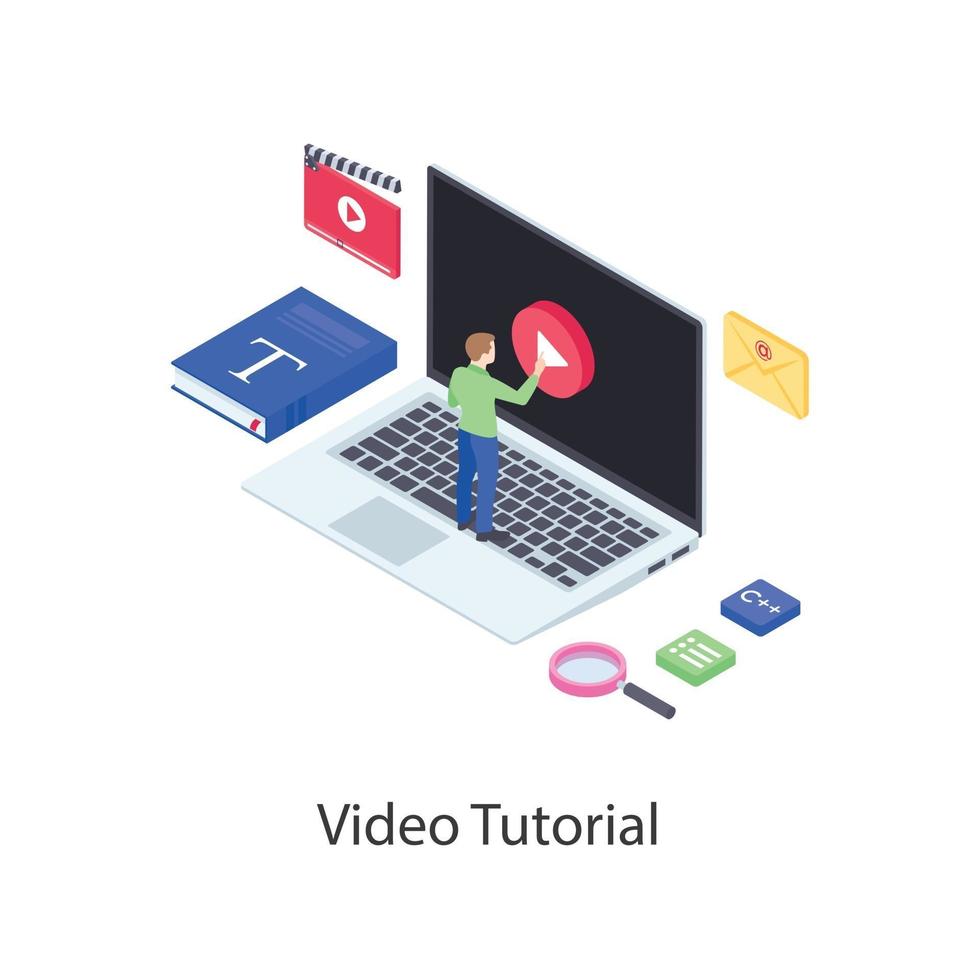 concetti di video tutorial vettore