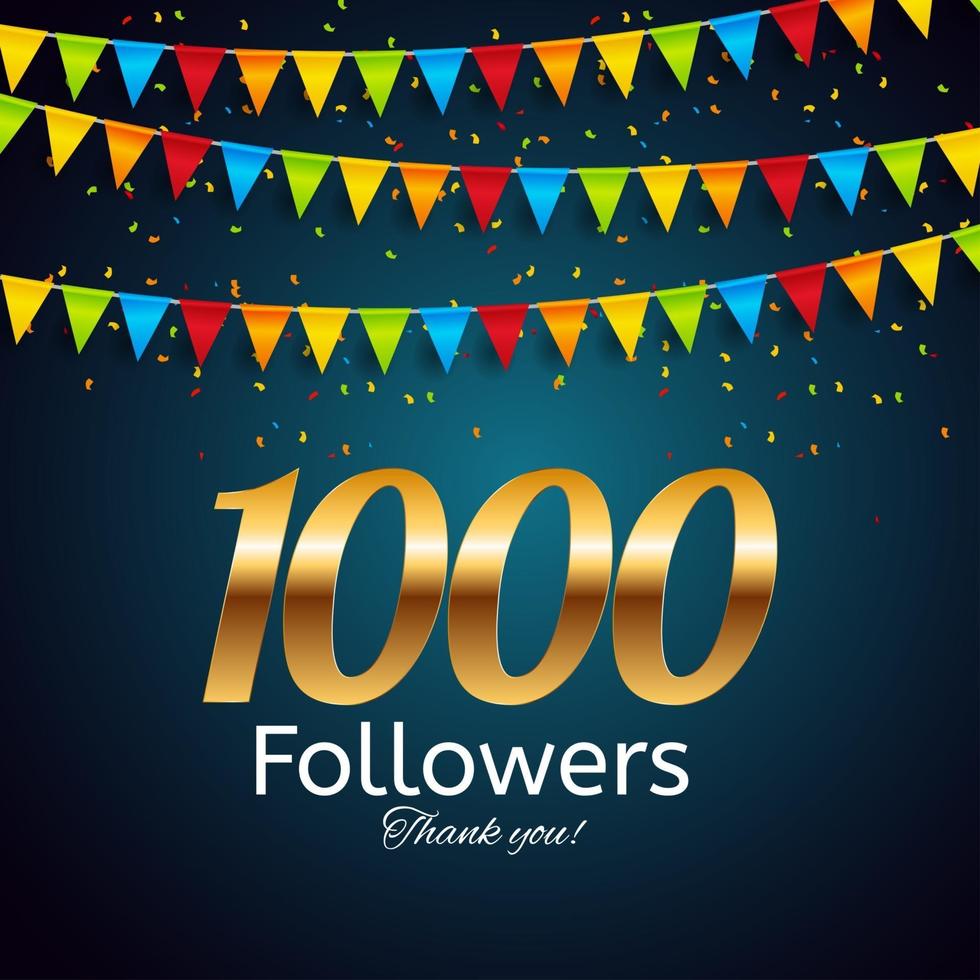 1000 seguaci. grazie. sfondo di illustrazione vettoriale