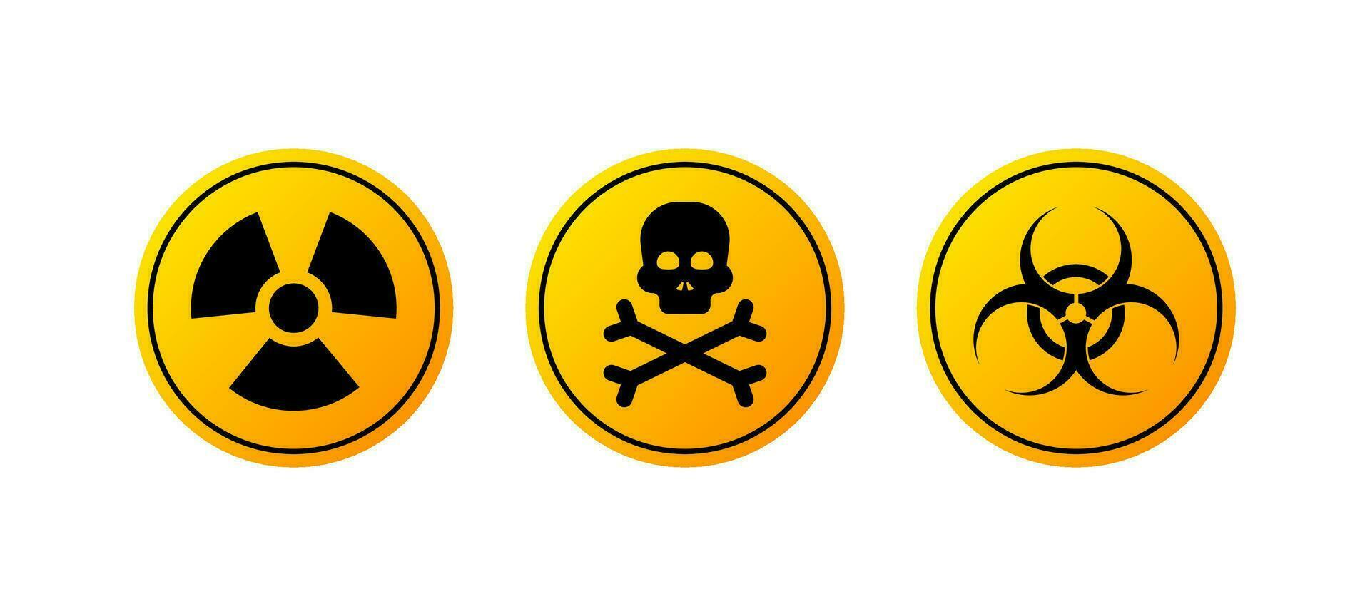 Pericolo giallo vettore segni. radiazione cartello, rischio biologico cartello. vettore illustrazione