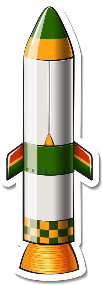 un modello di adesivo con un fumetto spaziale razzo isolato vettore