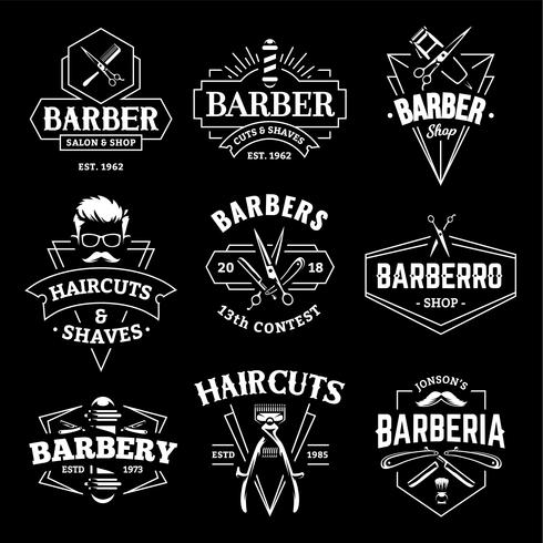 Emblemi di vettore del negozio di barbiere retrò