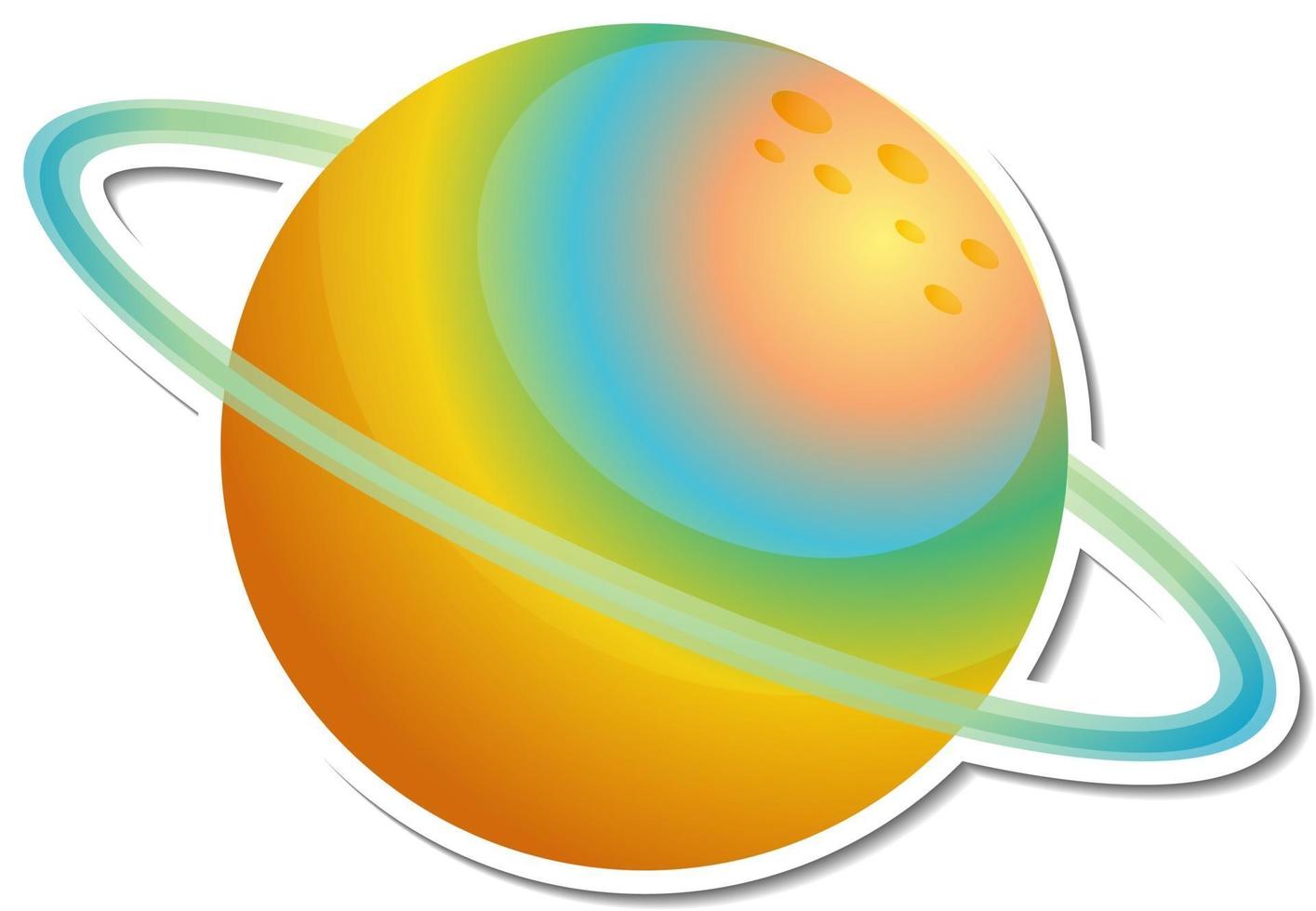 modello di adesivo con pianeta colorato isolato vettore